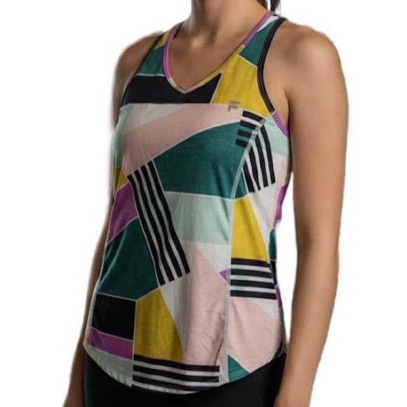 Fila Sport Geometric Colorblock Racerback Performance Tank Top XS - Picture 1 of 14